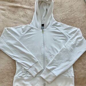 Nike White Zip-Up Hoodie